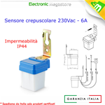 Interruttore Sensore Crepuscolare Mini da 6A 220V Per Lampade Faro Faretto LED