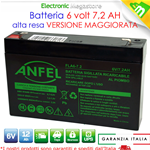 Batteria Ermetica Ricaricabile al Piombo 6V Volt 7Ah 7,2Ah con connettore faston 4,8mm