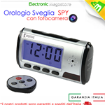 SVEGLIA SPIA SPY CAM CON TELECAMERA NASCOSTA MOTION DETECTION MICRO CAMERA