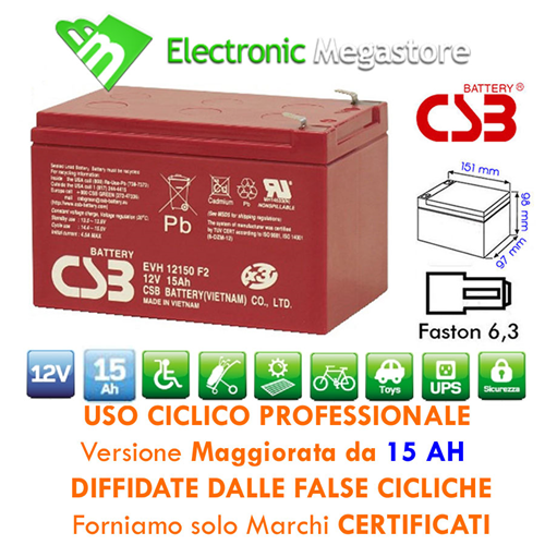 batterie al piombo ad uso ciclico per biciclette elettriche