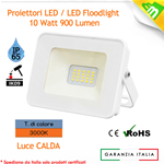 FARO LED FARETTO SOTTILE 10W LUCE CALDA 3000K ESTERNO INTERNO ULTRA SLIM SMD BIANCO ALTA RESA IP65