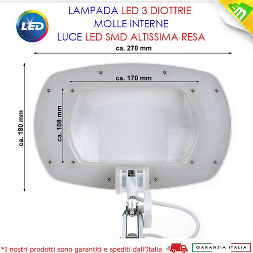 Lampada con lente d'ingrandimento illuminata