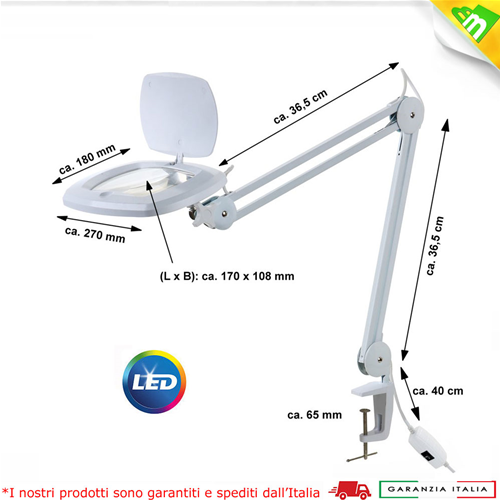 LAMPADA DA TAVOLO CON LENTE DI INGRANDIMENTO DA 3 DIOTTRIE