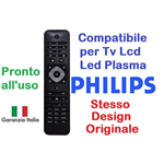 Telecomando universale per tutti i TV PHILIPS Lcd Led Smart TV 3D come Originale