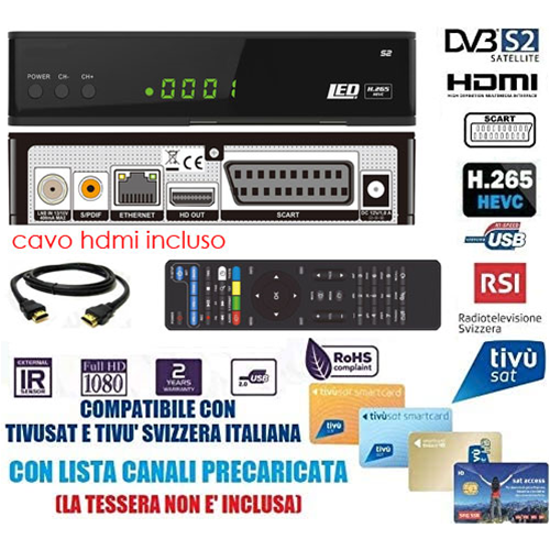 Amiko Ricevitore Satellitare Full HD Tvsat Compatibile Tv Sat Decoder Tv Tivusat WiFi 