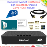 DECODER TIVUSAT DECODER TIVU'SAT ORIGINALE CERTIFICATO RICEVITORE CON TESSERA FULL HD INCLUSA DAZN Su Tivùsat