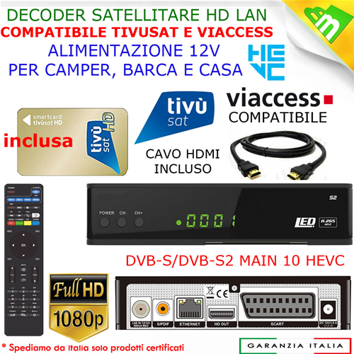 Decoder Satellitare Compatibile Tivusat HD Tivu Sat Con Tessera Inclusa Tv  Sat con Cavo HDMI INCLUSO - S2 HD + TESSERA TIVUSAT + CAVO - Edision  -Electronic Megastore - Gli esperti dell'elettronica