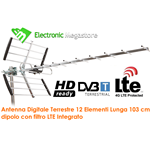 ANTENNA TV DIGITALE TERRESTRE 12 ELEMENTI UHF DVB-T HD GUADAGNO 25 dB LTE 21-60