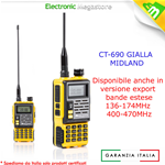 RICETRASMITTENTE Midland CT690 Walkie Talkie Dual Band VHF/UHF radio C1260 GIALLO