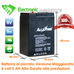 BATTERIA RICARICABILE AL PIOMBO ERMETICO 6 V-3,2 Ah COMPATIBILE LAMPADE  EMERGENZA BEGHELLI