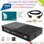 RICEVITORE DECODER SATELLITARE TIVUSAT DIGIQUEST HD DVB-S2 CON TESSERA TI9 CERTIFICATO DAZN Su Tivùsat