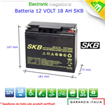 BATTERIA AL PIOMBO RICARICABILE 12V 18Ah SKB 38641705 SKB SK12-18