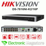 Hikvision DS-7616NI-K2/16P HD INCLUSO 2TB | NVR 16ch POE H.265+/H.265/H.264+/H.264 OnVif 2 SATA max 6TB cad 
