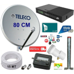 Kit Parabola Satellitare 80 Cm Con Decoder Tivusat HD Con Scheda Tessera Tv Sat