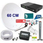 Kit Parabola Satellitare 60 Cm Con Decoder Tivusat HD Con Scheda Tessera Tv Sat