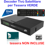 Decoder Satellitare Full HD CERTIFICATO Tivù Sat S2 DVB-S2 COMPATIBILE CON TESSERA VERDE HEVC H265 MAIN 10,Telecomando Universale 2 in 1 per il ricevitore e la TV