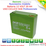 BATTERIA 12V 20Ah USO CICLICO PER BICI MOTO SCOOTER ELETTRICI TRAZIONE ELETTRICA SKB