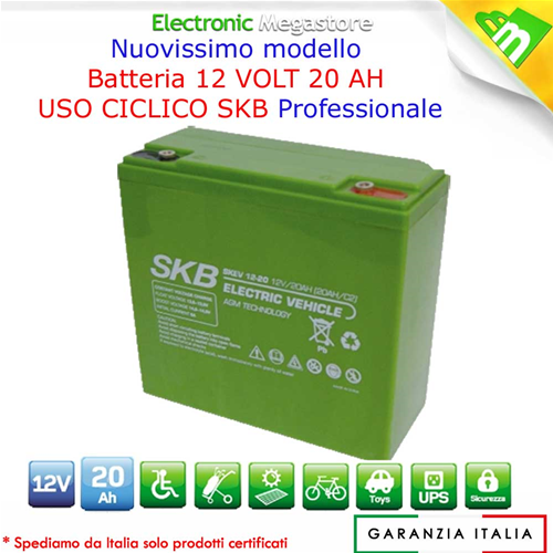 BATTERIA 12V 20Ah USO CICLICO PER BICI MOTO SCOOTER ELETTRICI