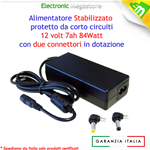 ALIMENTATORE 12V 7A 84W PER STRISCIA LED NOTEBOOK TV LCD CONNETTORE 5,5 X 2,5