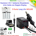 STAZIONE SALDANTE ZD-8922 8786 8586 3 UGELLI ARIA CALDA SALDATORE DISSALDANTE PER MICRO STILO SALDATORE 5 PUNTE INCLUSE