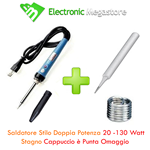 SALDATORE STILO DOPPIA POTENZA 20WATT 130 WATT ATTIVAZIONE A PULS STAGNO OMAGGIO