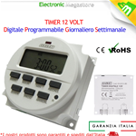 TIMER DIGITALE PROGRAMMABILE 12V 12 VOLT PER CACCIA NAUTICA SOLARE E LED TDS-12