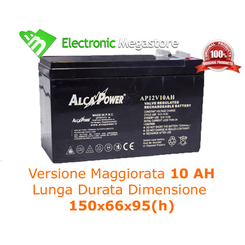 BATTERIA ERMETICA RICARICABILE AL PIOMBO 12V 12 VOLT 10AH 9 AH