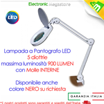 LENTE D'INGRANDIMENTO 5 DIOTTRIE, LAMPADA LED, MORSETTO LABORATORIO ESTETISTA