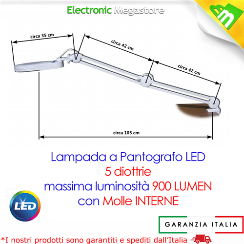 Lampada da Tavolo Professionale a 60 LED con Lente di Ingrandimento 5D –