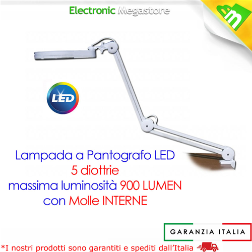 Lampada Lavoro Lente Ingrandimento 5 Diottrie Luce 60 LED Estetista  Modellismo