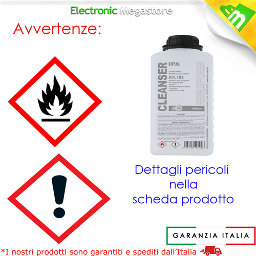 ALCOOL ISOPROPILICO 1L DETERGENTE PULIZIA PCB OSSIDAZIONE