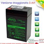 Batteria al piombo 6V 4Ah ricaricabile ermetica faston 4,8mm 4,5Ah 5Ah per lampade emergenza