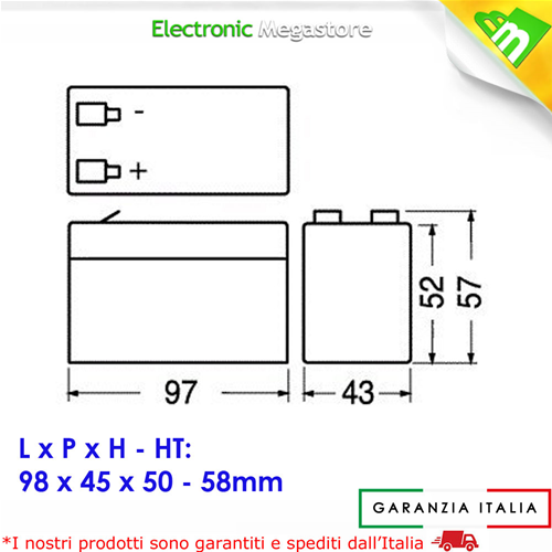 Batteria al piombo 12V 1,2Ah Fiamm FG20121