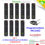 KIT 10 TELECOMANDI UNIVERSALE PROGRAMMABILE 4:1 DA PC PER TV,DECODER ETC..