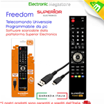 TELECOMANDO UNIVERSALE Superior Freedom 4:1+ CAVO USB programma via PC blue ray