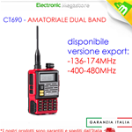 RICETRASMITTENTE Midland CT690 Walkie Talkie Dual Band VHF/UHF radio C1260 ROSSA
