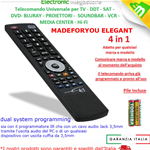 Telecomando Universale Compatibile Tv Lcd Led Televisore Decoder Ricevitori Dvd MADEFORYOU 4:1 ELEGANT