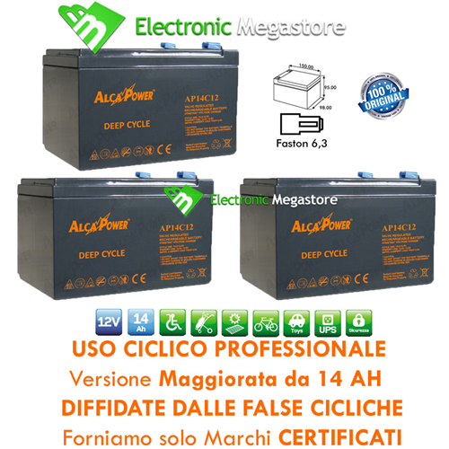 KIT BATTERIE 36V 14Ah GEL/AGM CICLICHE DEEP-CYCLE BICI ELETTRICA