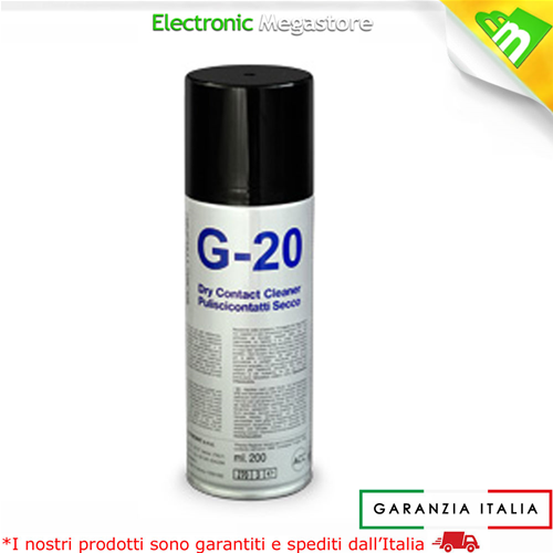 SPRAY PULISCI CONTATTI SECCO G-20 200ml PROFESSIONALE DUE-CI MADE IN ITALY  - G-20 - Due-Ci -Electronic Megastore - Gli esperti dell'elettronica