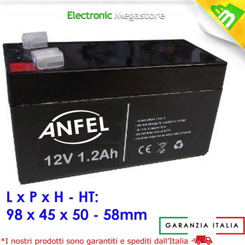 9,5AH AL PIOMBO h Pila batteria Ricaricabile Ermetica 12V 10Ah - 151x65x94 mm 