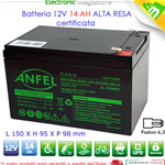 Batteria Ermetica Ricaricabile al Piombo 12V Volt 14Ah ALTA RESA 6-DZM-14