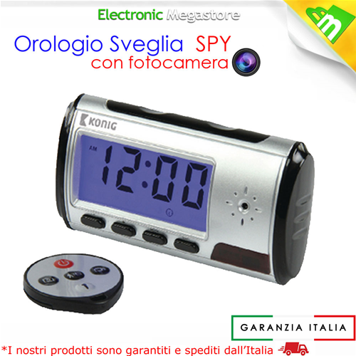 SVEGLIA SPIA SPY CAM CON TELECAMERA NASCOSTA MOTION DETECTION