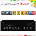 Amplificatore amplimixer 100V con MP3 Tuner e Bluetooth Monacor PA-806DMP 60 WATT
