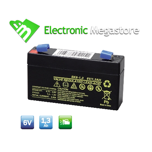 Batteria Ermetica Ricaricabile al Piombo 6V Volt 1,2Ah 1,3Ah