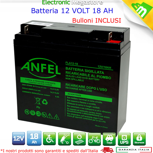 BATTERIA RICARICABILE AL PIOMBO 12V 18AH ANTIFURTO GRUPPO