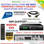 DECODER SATELLITARE HD 545+WIFI+CAVO HDMI,LEGGE SCHEDE TIVUSAT E TV SVIZZERA NUOVA VERSIONE 545