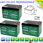 KIT BATTERIE 36V 12Ah GEL/AGM CICLICHE DEEP-CYCLE BICI ELETTRICA - 3 x 12V 6-DZM-12