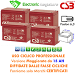 Kit Batterie a Piombo 12v 15ah Uso Ciclico CSB Alta Affidabilita PER BICI ELETTRICHE MONOPATTINI 6-DZM-
