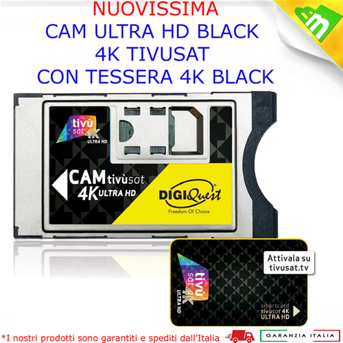 ZAP Scheda Black Tivusat 4K UHD e Modulo Cam ECP per Vedere Rai 4K e  Mediaset HD