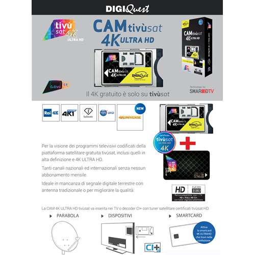 Digiquest CAM Tivusat 4K Ultra HD con Smartcard Tivusat Inclusa